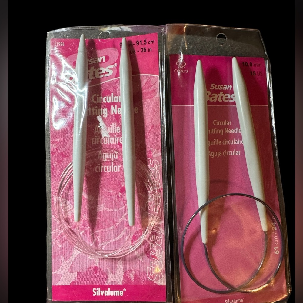 Two pairs of Susan Bates circular knitting needles 9mm & 10mm